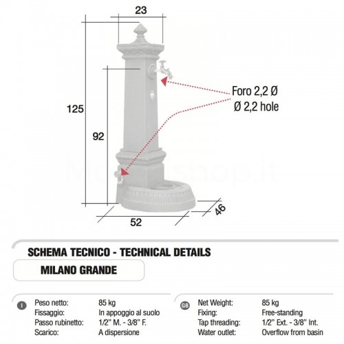 Fontana da giardino in ghisa Mod. MILANO GRANDE GREEN Morelli - Arredo esterno